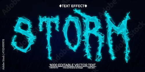 Blue Neon Storm Editable Vector 3D Text Effect