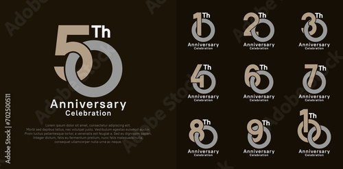anniversary logotype vector design with brown and gray color for celebration moment