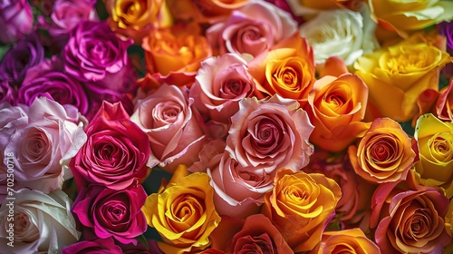 Background made out of a fantasy miracle multi colors bed of roses colorful roses background
