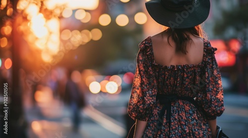 Channeling bohemian vibes with a flowy printed maxi skirt, a tiedup blouse, and a floppy hat. photo