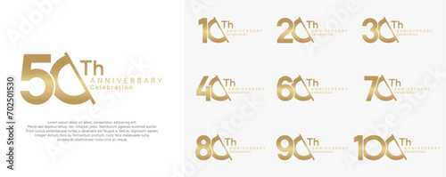 anniversary logotype vector set. gold color with slash for celebration day