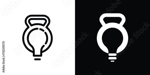 logo design combination of lamp shapes with gym equipment, icons, vectors, symbols.