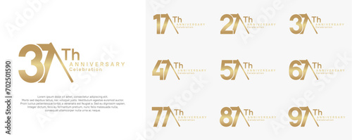 anniversary logotype vector set. gold color with slash for celebration day photo