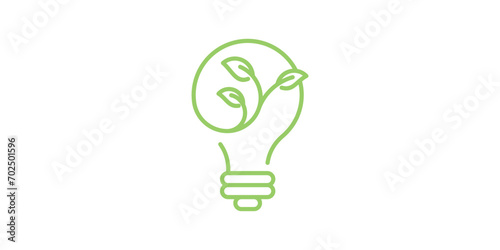 light bulb and plant logo design element created in line and minimalist style