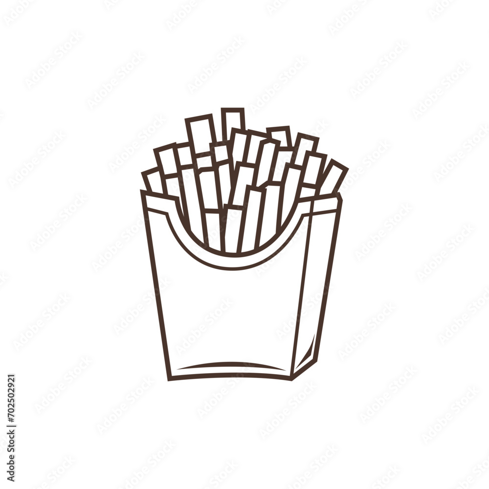 Line Art Illustration Of A Box Of French Fries