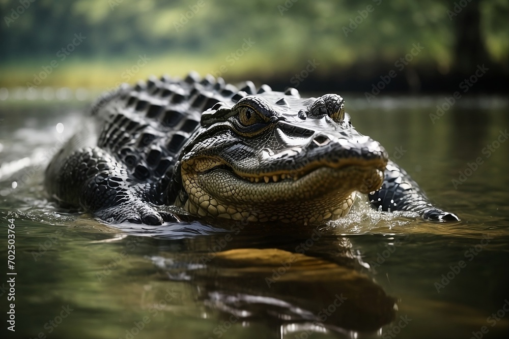 A majestic alligator in the water Generative Ai