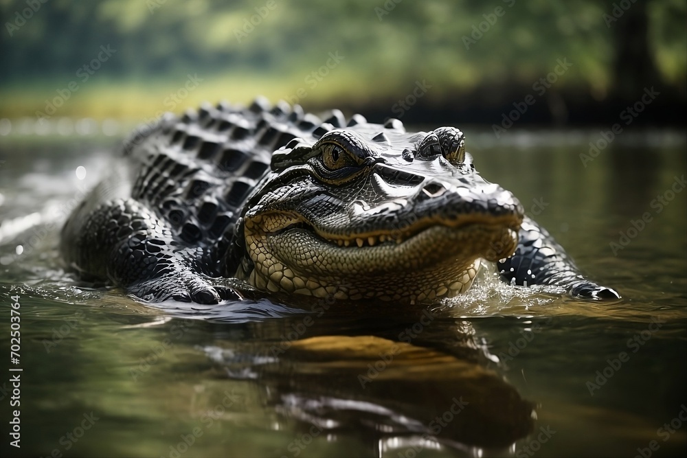 A majestic alligator in the water Generative Ai A majestic alligator in the water Generative Ai