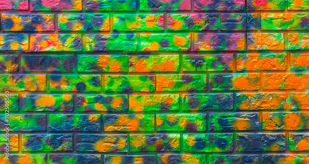 Background colored brick wall on the street