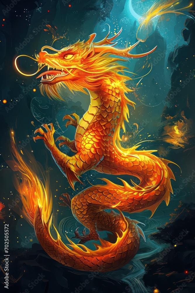 Golden Dragon with Bokeh Effects Golden Dragon with Bokeh Effects
