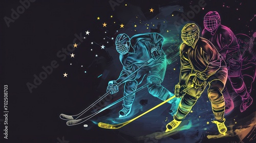 Ice Hockey Game in Hand Drawing Style photo