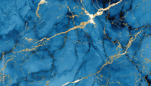 Luxury blue gold marble texture background design for Banner, invitation, wallpaper, headers, website, print ads, packaging design template. © Uranzaya