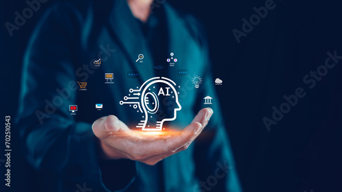 AI Tech, Artificial Intelligence, Technology smart robot AI, Chatbot Chat with AI, Artificial intelligence command prompt for generates, Futuristic technology transformation, Assistant, Secretary.