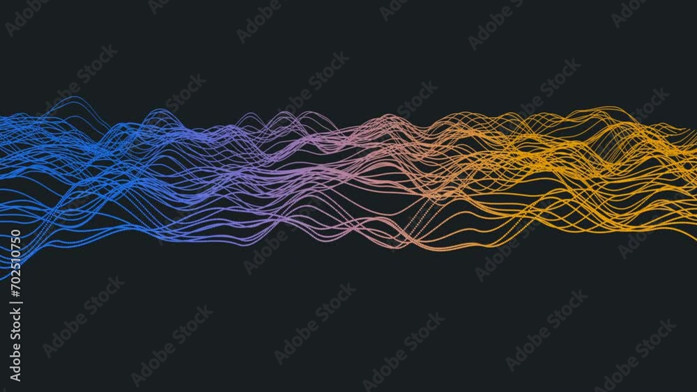 Moving and progressing waveform of joined dots - 3d illustration