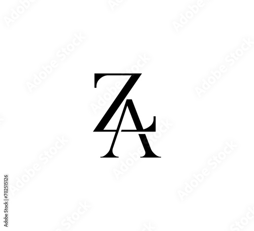 Initial Letter Logo. Logotype design. Simple Luxury Black Flat Vector ZA