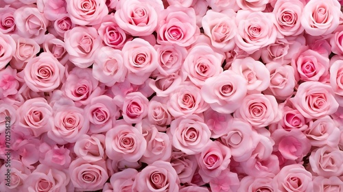 Pink Roses backdrop for wedding party and Valentine s day. Colorful flowers background and texture.   Generative AI