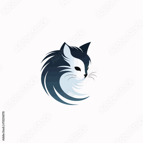 Cat face vector icon. Vector illustration of cat head with blue eyes.