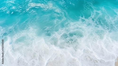 From above aerial view of turquoise ocean water with splashes and foam for abstract natural background and texture : Generative AI
