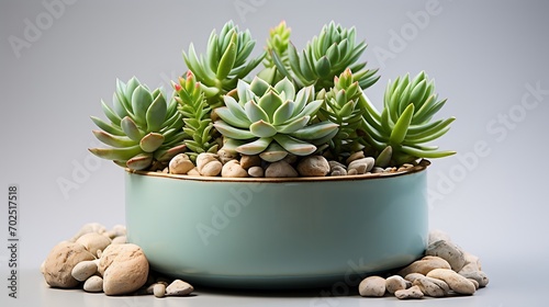 Small plant in pot succulents or cactus isolated on white background by front view : Generative AI photo