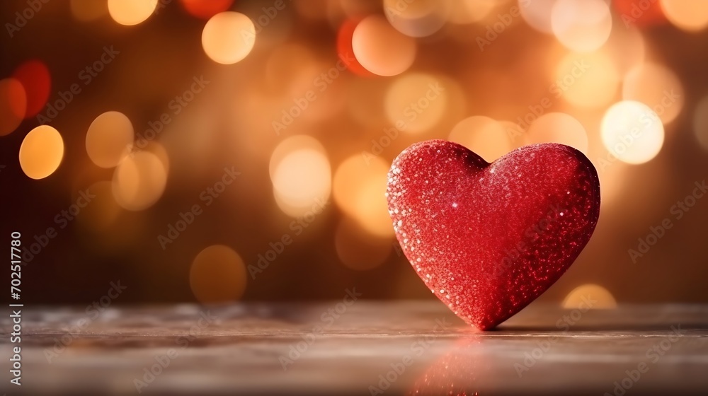 Red heart, valentine day greeting card. Bokeh background. : Generative AI Red heart, valentine day greeting card. Bokeh background. : Generative AI