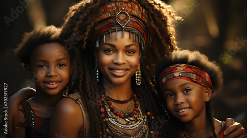 A Group of Beautiful African Women and Their Children, Capturing the Beauty of Motherhood and Togetherness © Lila Patel
