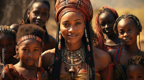 A Group of Beautiful African Women and Their Children, Capturing the Beauty of Motherhood and Togetherness
