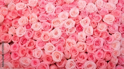 Pink Roses backdrop for wedding party and Valentine's day. Colorful flowers background and texture. : Generative AI