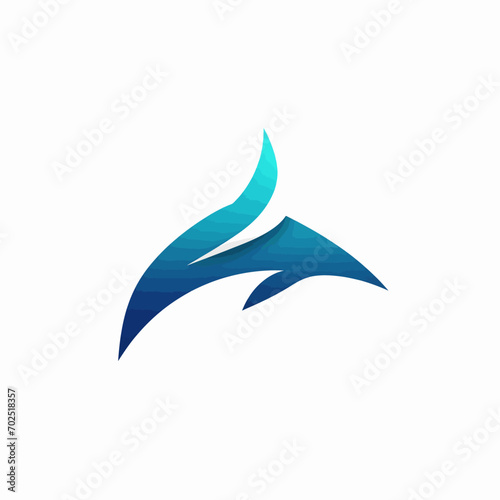 Shark logo template. Vector illustration. Blue shark icon isolated on white background.