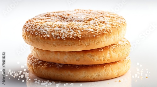 Biscuit isolated on white. Biscuits are sprinkled with sugar. Crispy soft baked goods. Soft focus : Generative AI
