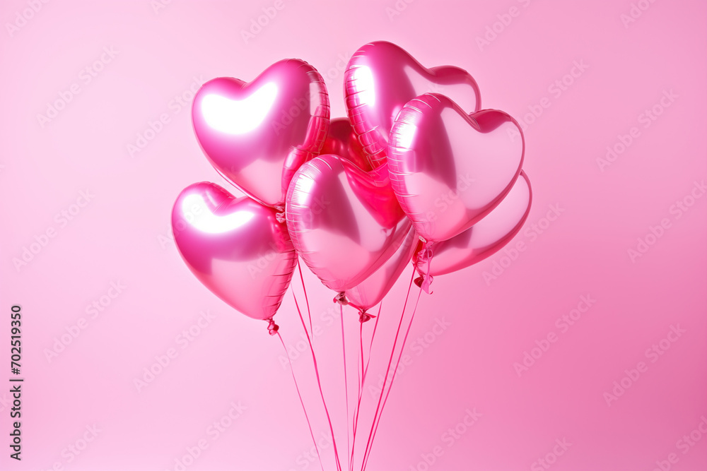 Pink Heart Balloons on a Soft Pink Background