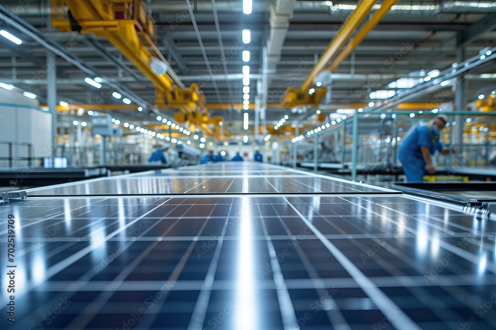 Solar Panel Production Process on Advanced Factory. Generative AI. Solar Panel Production Process on Advanced Factory. Generative AI.