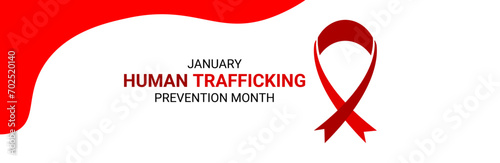 National Slavery and Human Trafficking Prevention Month is observed every year on january. Vector illustration on the theme of National Human Trafficking Awareness Month. banner, cover, card, poster.