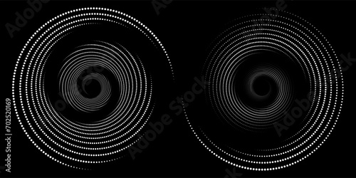 Halftone circular dotted frame set. Circle dots isolated on white background. Logo design element for medical, care, cosmetics. Round the border using halftone circle dots black and white abstract