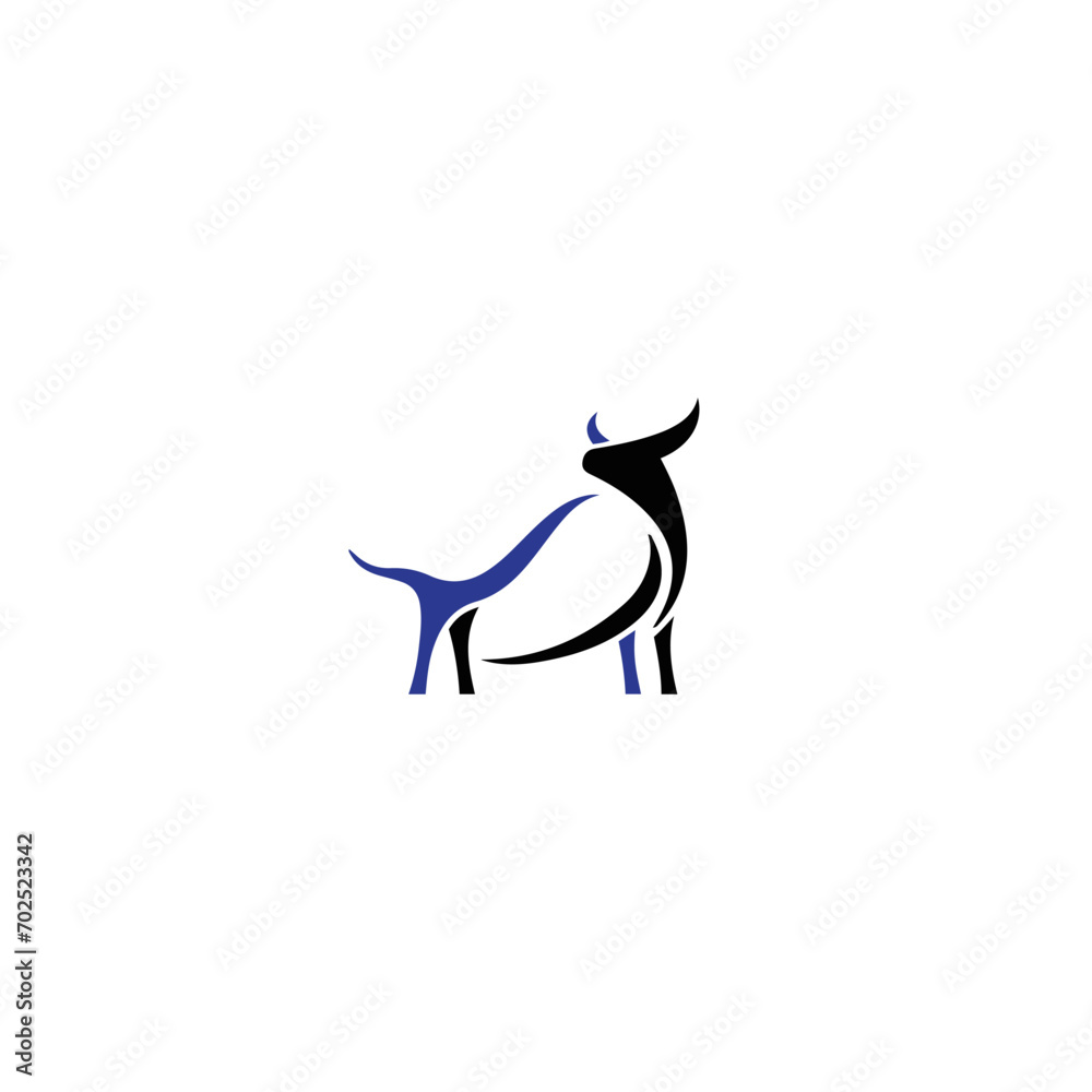 Obraz premium Bull silhouette , monochrome logo, symbol of the year in the Chinese zodiac calendar. Vector illustration of a standing horned ox or a black angus isolated on a white background