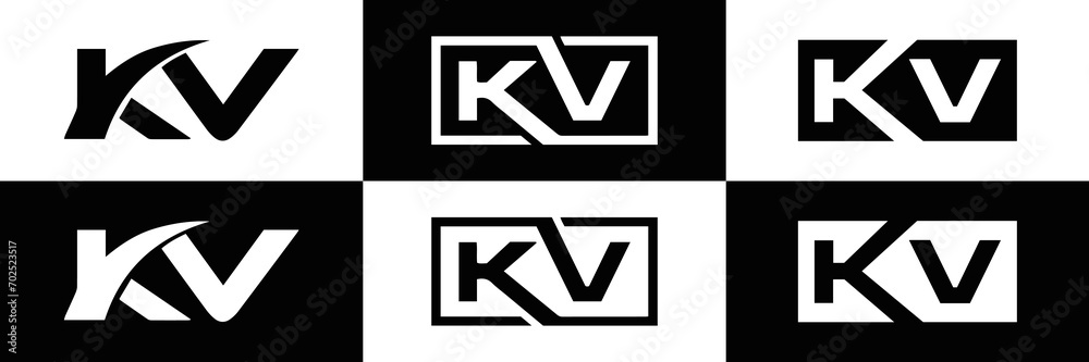 KV logo. KV set , K V design. White KV letter. KV, K V letter logo design. Initial letter KV letter logo set, linked circle uppercase monogram logo. K V letter logo vector design.	
 - obrazy, fototapety, plakaty 