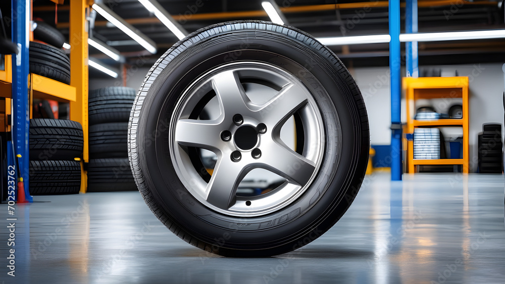 Expert Technician at Tire Repair Garage Ensures Safe Road Trips by Skillfully Replacing Winter and Summer Tires. Automotive Maintenance for a Secure Journey. Transportation Concept