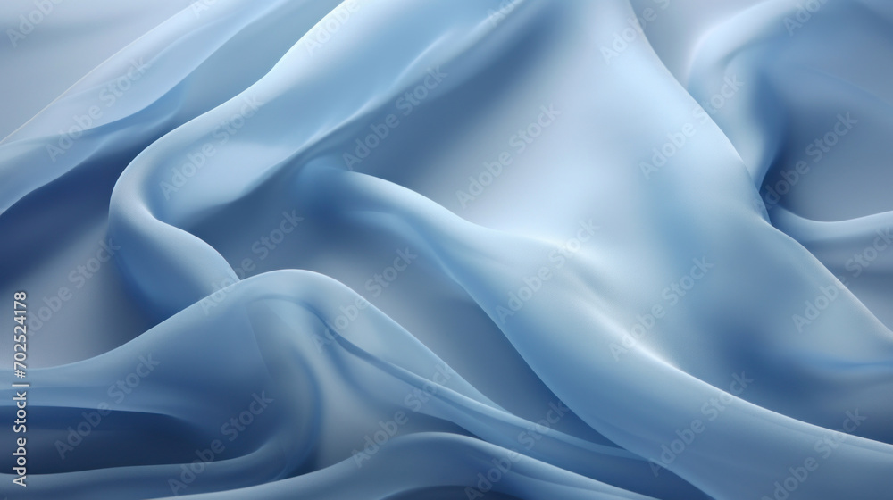 Obraz premium Close-up of elegant blue satin fabric showcasing delicate waves and the luxurious sheen of the material.