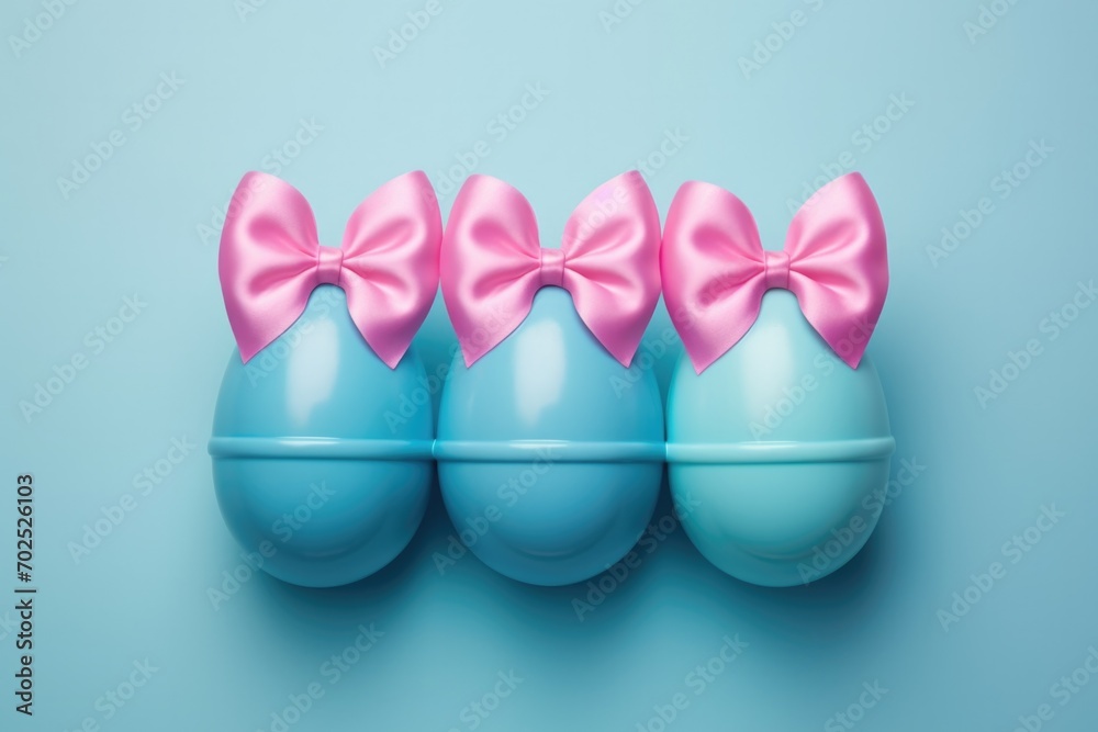 easter eggs are placed in the shape of ears on a blue background