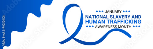 National Slavery and Human Trafficking Prevention Month is observed every year on january. National Human Trafficking Awareness Month background. banner, cover, card, poster, website, backdrop. vector