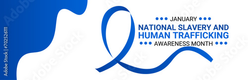 National Slavery and Human Trafficking Prevention Month is observed every year on january. National Human Trafficking Awareness Month background. banner, cover, card, poster, website, backdrop. vector