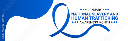 National Slavery and Human Trafficking Prevention Month is observed every year on january. National Human Trafficking Awareness Month background. banner, cover, card, poster, website, backdrop. vector