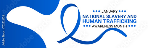 National Slavery and Human Trafficking Prevention Month is observed every year on january. National Human Trafficking Awareness Month background. banner, cover, card, poster, website, backdrop. vector