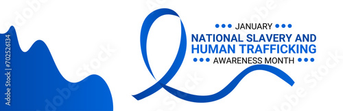 National Slavery and Human Trafficking Prevention Month is observed every year on january. National Human Trafficking Awareness Month background. banner, cover, card, poster, website, backdrop. vector