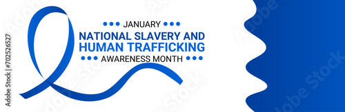 National Slavery and human trafficking prevention month is observed every year in January, to raising awareness about the different forms of human trafficking, also known as modern slavery. vector