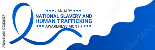 National Slavery and human trafficking prevention month is observed every year in January, to raising awareness about the different forms of human trafficking, also known as modern slavery. vector