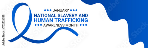 National Slavery and human trafficking prevention month is observed every year in January, to raising awareness about the different forms of human trafficking, also known as modern slavery. vector
