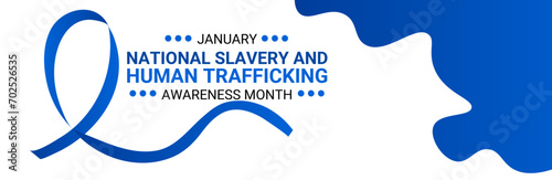 National Slavery and human trafficking prevention month is observed every year in January, to raising awareness about the different forms of human trafficking, also known as modern slavery. vector