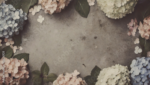 Hydrangeas on a concrete table