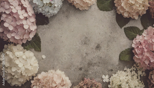 Hydrangeas on a concrete table