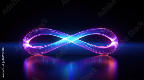 3d cycled animation of a glowing line sliding in the shape of an infinity symbol.