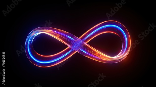 3d cycled animation of a glowing line sliding in the shape of an infinity symbol.